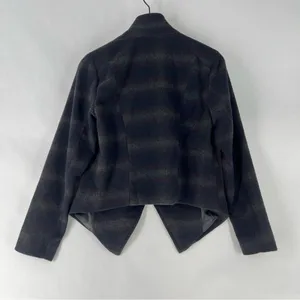 DEX Wool Blend Stylish‎ Striped Womens Crossover Asymmetric Hem Jacket Gray Size M thumbnail 8