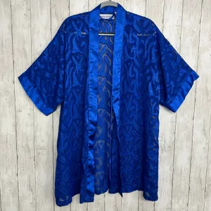 Vintage Contessa Di Roma Blue Sheer Short Sleeve Tie Close Robe Kimono Medium thumbnail 1