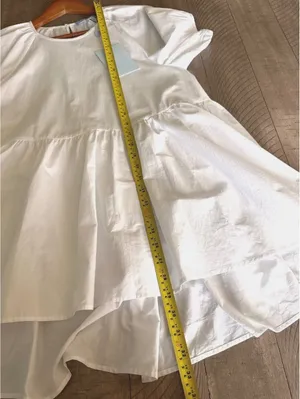 NWT Hill House Home The Francesca Peplum Top in White Cotton Women’s XS thumbnail 12