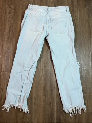 Free People We The Free Free People Distressed Wide Leg Jeans Light Wash Size 25 thumbnail 10