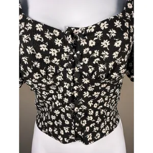 Free‎ People Floral Smocked Crop Top Cottagecore Coquette Boho XS thumbnail 3