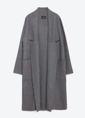 ZARA Long Knit Coat with Draped Neck thumbnail 6