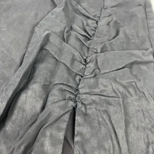 Showpo Skirt Womens 6 Black Linen Pencil High Waist Ruched Slit Midi Lined Party thumbnail 5