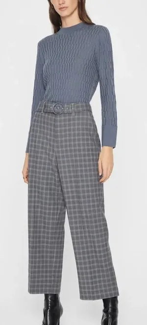 Club Monaco High-Waist Gray Plaid Wide-Leg Pants Size-4 Corporate Chic thumbnail 1