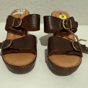 BORN Wallowa Brown Leather Platform Mule Sandal Size 9 F64503 NEW thumbnail 6