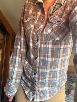 American Outpost tan plaid flannel thumbnail 1