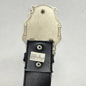 Vtg MUDD Rhinestone Spellout Belt Black Leather Red Enamel Big Statement Buckle thumbnail 4
