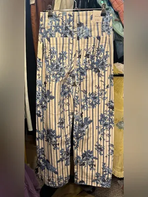 NWT Anthropologie Maeve The Colette High-Rise Wide-Leg Jeans- Floral Stripe - 25 thumbnail 15