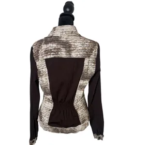 Alberto Makali Moto‎ Biker Jacket Size S Brown Brick Zip Crinkled Statement thumbnail 3
