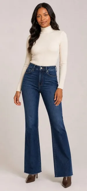 Hudson Holly High-Rise Flare Jeans Blue Raw Hem Size 27 thumbnail 1