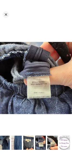 Storee Dark Chambray Off Shoulder Shorts Romper 100% Cotton Navy Small. Like new. Stretchy band around upper arms. Zipper on side. No stretch in body but stretchy waist. Pockets. 14” bust 21” rise 3” inseam thumbnail 8