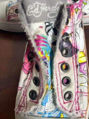 Ed Hardy Pink, Blue and Yellow Floral Slip-On Sneakers Size 5.5 thumbnail 8