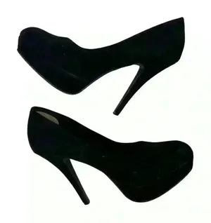 C&M‎ Women's Black Suede Platform Stiletto Heels Size 8.5 Formal thumbnail 1