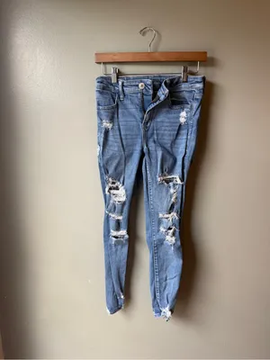 American Eagle Women’s Next Level Stretch Hi-Rise Jegging Distressed Jeans thumbnail 3