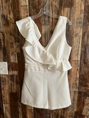 Do Be White romper ladies size large 31 length x 17 wide Zipper on the side thumbnail 3