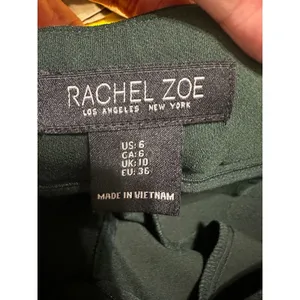 Rachel Zoe Hunter Green Slim Ankle Trousers Gold Button High Rise Pants 6‎ thumbnail 6