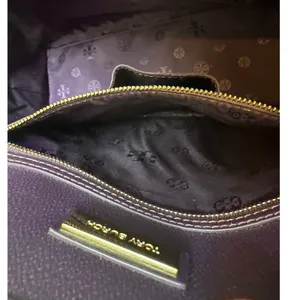 Tory‎ Burch Purple Pebbled Leather Tote Bag Large Double T Logo Work Office thumbnail 11