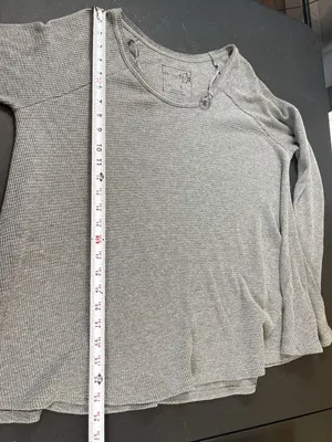 Free People We The Free Waffle Knit Thermal Top Womens L Gray Oversized Slouchy thumbnail 7