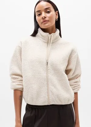 Athleta Cream In the Clouds Full Zip Bouclé Jacket Relaxed Fit Large NWOT thumbnail 1