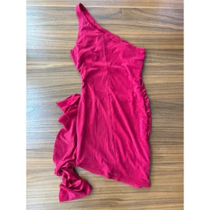 Privy Red One Shoulder Dress M Y2K Romantic Shimmer Homecoming Sorority Rush‎ thumbnail 7