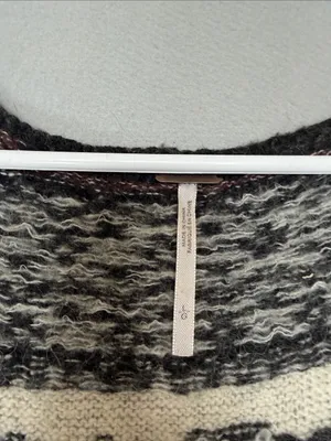 Free People Marled Knit Sweater Tunic in Black, Cream & Brown wool blend thumbnail 2