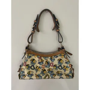 RARE VTG Y2K Dooney & Bourke Bumble Bee Print Shoulder Bag Leather canvas thumbnail 7