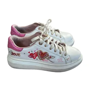 Aldo White and Pink Heart Embellished Sneakers thumbnail 4