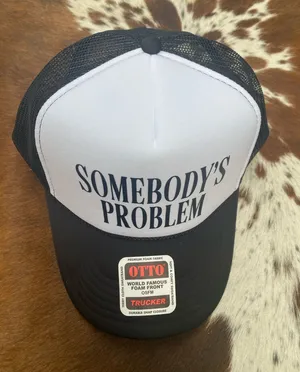 Otto Hat SOMBODY'S PROBLEM Black & White Trucker Hat thumbnail 1