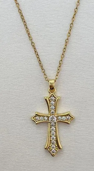 Adjustable CZ Cross Pendant Necklace for Women thumbnail 1