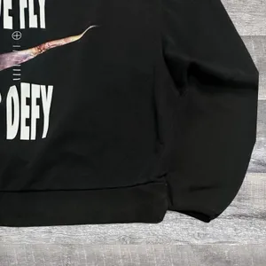 Nike Dri Fit Swoosh Fly Graphic Boxy Sweatshirt Womens S Black Loose Fit Crop thumbnail 3
