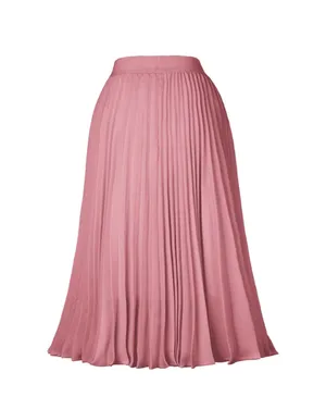 Kate Kaspin Women's High Elastic Waist Pleated Midi A-Line Swing Skirt Pink Larg thumbnail 5