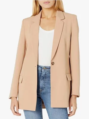 NEW The Drop Women's Blake Long Blazer XL Tan thumbnail 1
