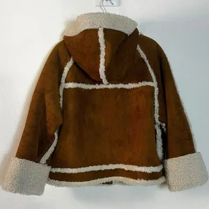 Free People Western Bohemian Vegan Suede Exchange Shearling Jacket Coat Large thumbnail 8