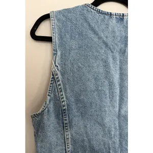 Free People We The Free Aimee Denim Long Vest‎ Ultra Light Beam Women's Size Med thumbnail 8