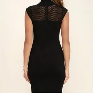 Lulus Detail Therapy Black Bodycon Midi Dress size small thumbnail 2