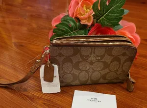 Coach Brown Signature Lesther Wristlets thumbnail 3