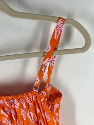 J.Crew Orange Pink Printed Smocked Cami Top Size 8 thumbnail 9