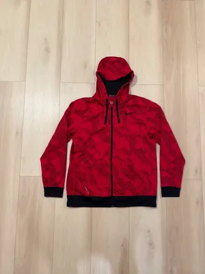 Nike Therma-Fit Red Camo/Geometric Athletic Full Zipper Hoodie Men's Size Large thumbnail 2