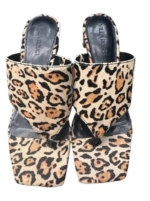 Villa Rouge Leopard Print Toe Loop Mule Low Heel Open Toe Sandals Size 6.5 BNIB thumbnail 5