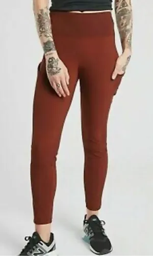 Athleta Trekkie Hybrid Crop Tight Cognac Brown Hiking Trail Pants 6 thumbnail 1