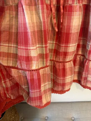 Vintage Jane Ashley Red Plaid Tiered midi dress with tie waist on back small thumbnail 6