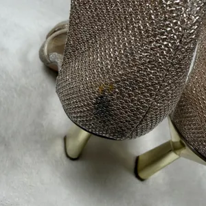 Franco Sarto Rania2‎ Champagne Gold Glitter Square Toe Flare Heel Sandals 7M thumbnail 6