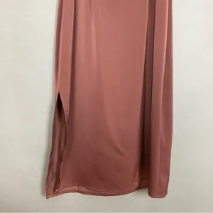 NWT Kendall +‎ Kylie Slip Drsss FLAWS Brown Size XS Midi Tie Milkmaid Satin thumbnail 8
