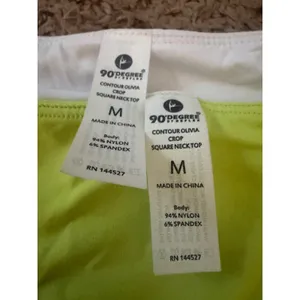 Women's Tops Square Neck Long‎ Sleeve Bundle Size Medium NWT White & Lime Green thumbnail 5