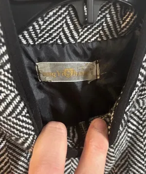 Vintage 90s Herringbone Quilted Puffer Vest - Black & White Tweed - Size S thumbnail 3