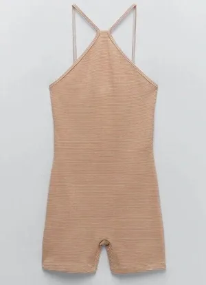 ZARA Striped High Neck Jumpsuit/Bike Short thumbnail 1