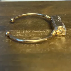 Gold tone white druzy cuff bangle bracelet thumbnail 7