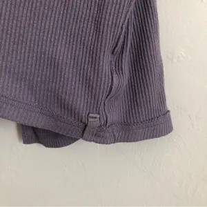 Free People We the Free Rib Purple Long Sleeve Cowl Split Back Sweater Small thumbnail 7