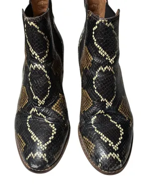 Western Snakeskin Embossed Leather Block Heel Ankle Boots Madewell 7.5 thumbnail 1