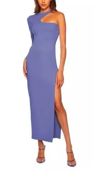 SUSANA MONACO Cutout One-Shoulder Long Sleeve Dress in Orchid Size X-Small thumbnail 1